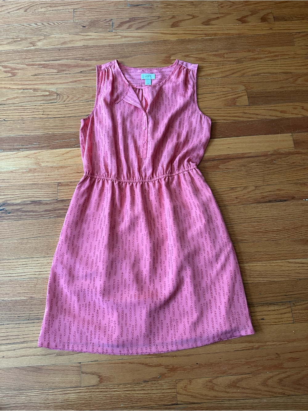 Ann Taylor Loft Size M Coral Lined Tie Neck Dress Stylish Modern Women
